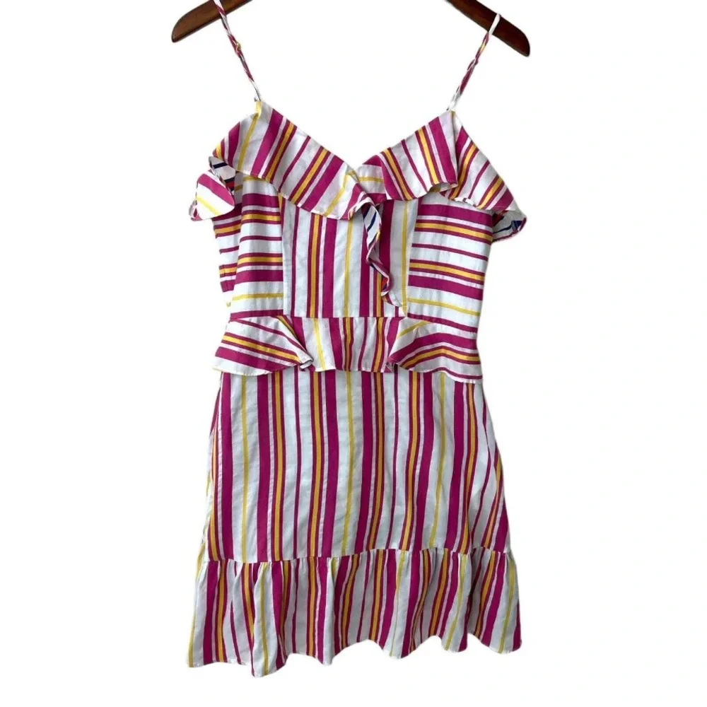 Parker Pink and White Striped Mini Dress - Picture 3 of 14